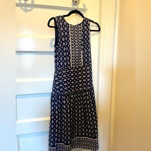 Navy and white silk Draper James dress size 2
